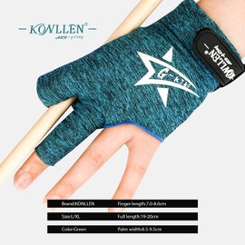 KONLLEN Billiards Gloves Left Hand/Right Hand L/XL Pool Gloves Professional Non-Slip Adjustable Breathable Billiards Match Gloves Snooker Nine-Ball 3 Cushion Carom Pool Accessories
