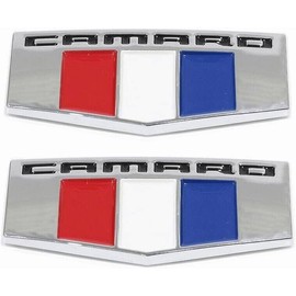 2 PCS Camaro M Emblems - 3D Metal Badge - Front Right Left Fender Replacement for Camaro Ss Rs Zl1 Chrome Multi