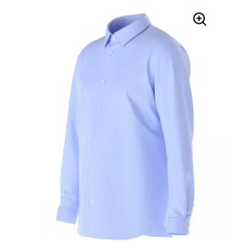 Tailored Blue White Lines Ice Long Sleeve Dress Casual 4 Way Stretch Large