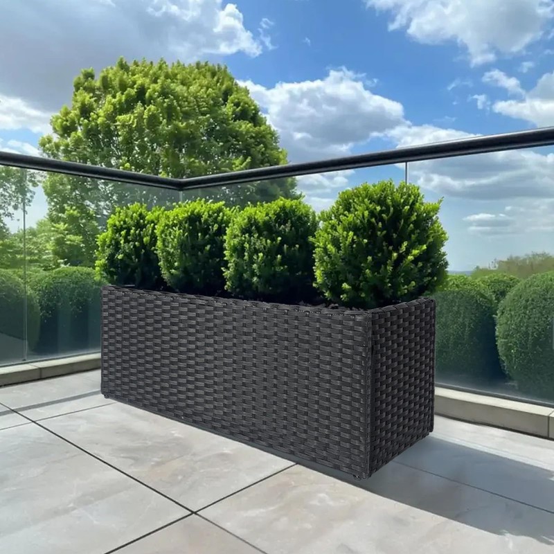 LEWIS&WAYNE Large Rectangular Block Planter Box Handmade Wicker Tall Planters