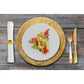 Home Collectives 13 Inch Round Elegant Serve ware Charger Plates with Matching Napkin Rings, Wedding, Dinner party, Event - Choose from our Variety of Styles and Quanties (12, Moslem Gold)