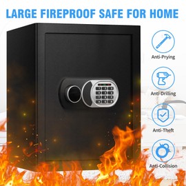 ToruKeep 4.2 Cuft Small Safe Box with Fireproof Waterproof Bag, Safes for Home Documents, Anti-Theft Safety Box With Digital Keypad, Smart Alert System, Spare Keys, Personal Safe for Cash Money
