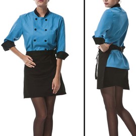 nuoshen 2Pack Waist Apron, Anti-dirt Waist Apron Short Black Apron with Pockets for Home Kitchen Restaurant Work, Waitress, Chef, Waiter, Cooking, Baking