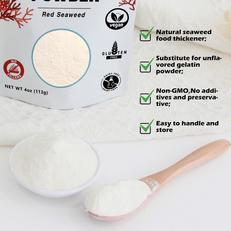 Agar Agar Powder, Vegan Unflavored Gelatin Substitute, Non-GMO, Gluten Free,