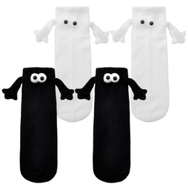 QHFlashbuy 2 Pairs of Magnetic Socks for Couples, 3D Hand in Hand Socks, Magnetic Hands Holding Socks, Funny Socks, Suction Pair Socks for Unisex Women Men, d'Alene to, One size fits all