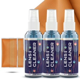 ULTRAVUE Eyeglass Gel Lens Cleaner Spray Kit - 3 x 2oz Gel Eyeglasses Cleaner Spray Bottle + 2 Microfiber Cloth for Cleaning - Safe for All Lenses (AR Coated Included), Eyeglasses and Screens