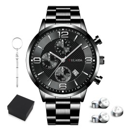 7pcs Reloj De Hombre Con Correa De Metal Con Fecha Traje