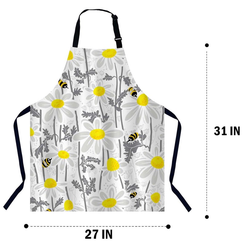 BGBDEIA Bees and Chamomile Kitchen Apron for Women Men, Adjustable