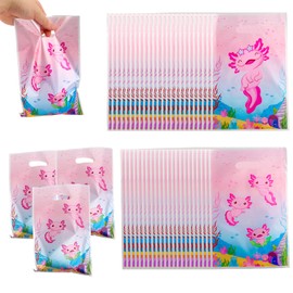 Tinoaly 50pcs Axolotl Party Favor Bags, Amphibian Theme Gift Bag Cute Animals Candy Pouch Axolotl Themed Party Supplies for Baby Girl Birthday Shower Decors Supplies