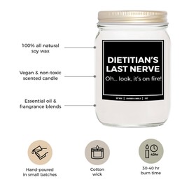 You Nique Designs Gifts for Dietitians 8oz Candle, Registered Dietitian Gifts, Registered Dietician Candle for Women, Men, Nutritionists, Appreciation Surprise Idea (Mahogany Teakwood)