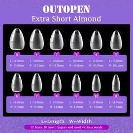 outopen 600Pcs Extra Short Almond Nail Tips Half Matte Short Almond Shape Fake Nails Pre-Shaped Acrylic Full Cover False Nails Press on Nails for Nail Extension Home DIY Manicure Salon