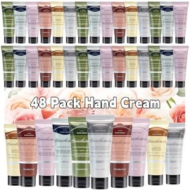Juego de 48 cremas de manos en tamaño de viaje, loción hidratante perfumada para manos para pieles secas, regalo ideal para las fiestas para mujeres