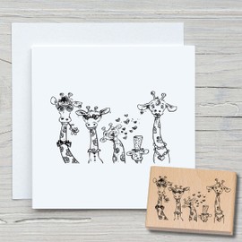 NEWSTAMPS Stamp Giraffe Motif Stamp Large Wooden & Rubber for Card Making, Wooden Stamp, Animals, Animal Stamp, Scrapbook, Textile Stamp, Decoration, Children