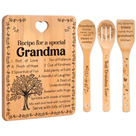 Grandma Birthday Gifts, Mothers Day Gifts for Grandma, Grandma Gifts from Grandkids, Engraved Bamboo Cutting Board Set, Christmas Kitchen Gifts for Grandma from Grandchildren