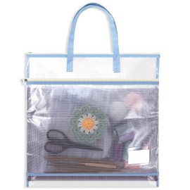 16.5 Inch Sew Project Bag Sew Quilting Storage Bags with Zipper Portable Embroidery Craft Organizer Storage Bag Mesh Vinyl Zipper Pouch for Art and Wearable Craft
