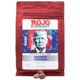 Rojo Elephant Trump's Tsunami Handcrafted Whole Bean Coffee, 100% Arabica Beans, Premium 2X Midnite Italian Roast, Smooth, Rich Flavor, 11 oz Bag