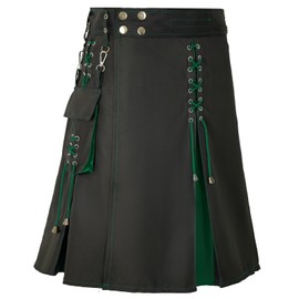 Usthirit Kilt for Men Scottish Traditional Modern Men's Kilt (Z3711GN, XL)