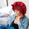 GUGUGO Silk Bonnet for Sleeping, Silk Bonnet, Adjustable Silk Cap,