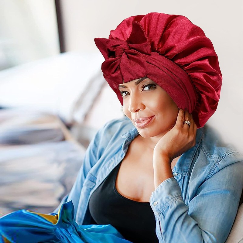 GUGUGO Silk Bonnet for Sleeping, Silk Bonnet, Adjustable Silk Cap,