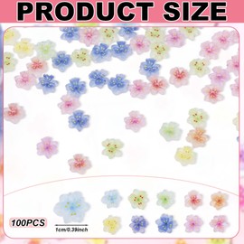 BOXOB 100pcs 3D Flowers for Nails, Colorful Resin Flower Nail Charms Cute Floral Nail Gems Charms DIY Accessories for Nails Art Designs Decorations