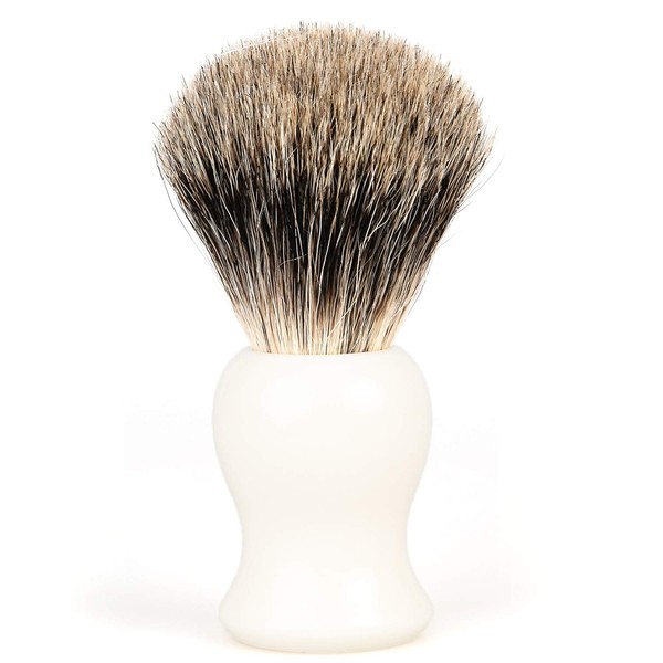 Fendrihan Classic Pure Grey Badger Shaving Brush with Resin Handle for Personal and Professional Shaving (Ivory)