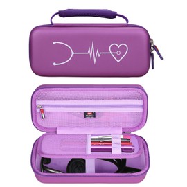 FBLFOBELI Stethoscope Case Compatible with 3M Littmann Classic III/Lightweight II S.E/MDF Acoustica Deluxe Stethoscopes, Includes Mesh Pocket for Nurse Accessories for Work (Dark Purple)