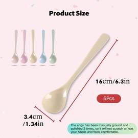 Plastic Egg Spoons, Pack of 5 Plastic Egg Spoons, Reusable Plastic Spoon, Small, Soup Spoon, Shatterproof, Colourful, Suitable for the Kitchen, for Jam, Yogurt, Coffee