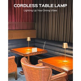 JACKYLED Cordless Table Lamps Rechargeable, 3 Adjustable Height, 5000mAh Battery Operated, 3 Colors Smooth Dimming, Portable LED Waterproof Table Lamp for Dining, Bedroom, Outdoor-Gold