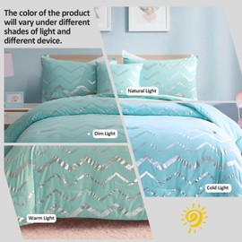 Menghomeus Grey and Silver Comforter Set Twin/Twin XL Metallic Print Geometric Bed Comforter Lightweight Microfiber Bedding for Teen Girls Boys (1 Pillow Sham + 1 Decorative Pillow Sham)