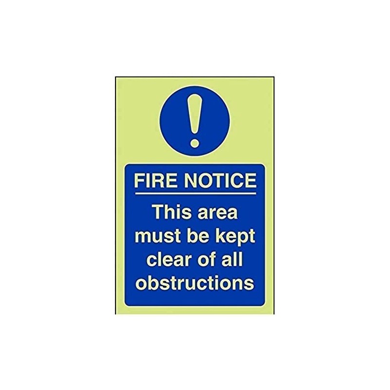V Safety 18053AG-G Glow In The Dark Fire Notice This