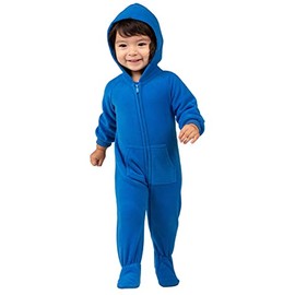 Footed Pajamas - Brilliant Blue Infant Hoodie Fleece One Piece - Infant - Large (Fits 6-12mos.)