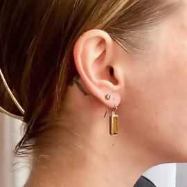 Citrine earrings, November Birthstone Earrings, Gemstone Bar Dangle Earrings