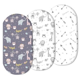 JMITHA Baby Mattress Protector, Fitted Sheets, Set of 3 Fitted Sheets for Prams, Side Cot, Cradle and Bassinet, 100% Cotton Mattress Protector, Fitted Sheets (Set 9)