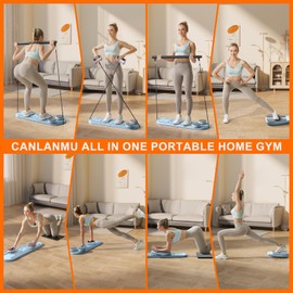 Pilates Board,Multifunctional Pilates Reformer Sets,Foldable Portable Pilates Board for Women Abdominal Pilates Reformer Board,Ab Board Exercise Pilates Equipment for Home Workout,Grey Blue