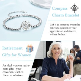 EYQV Retirement Gifts for Women, Compass Charm Bracelet Gifts for Colleagues, Perfect Retirement Gift Ideas for Women Teacher Colleagues