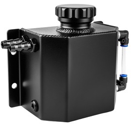 Coolant Overflow Tank, Aluminum Coolant Reservoir Tank, 1L Universal Reservoir Expansion Tank, Black