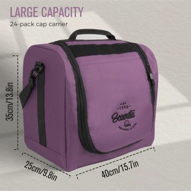 SCAVATA Large Hat Bag for Baseball Caps, Hat Organizer Bag for Traveling & Moving, Storing Snapback Cap, Portable Hat Carrier Holder Case for 20-24 Caps (Purple)