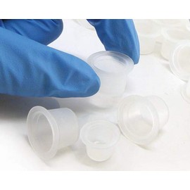 500pcs #16 Medium Ink Cups Clear Plastic Tattoo Pigment Color Holder Caps