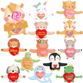 ceiba tree Valentines Day Cards Kids Classroom Valentine Greeting Cards Candy Holder for School Vday Exchange 36 Pcs Cute Animal Designs