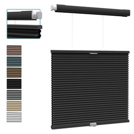 Myshade Custom 1.5 Inch No Drill No Tools Cellular Shades for Indoor Windows Top Down Bottom Up Shades Easy to Install Cordless Blinds for Home Room Darkening, Black-Blackout
