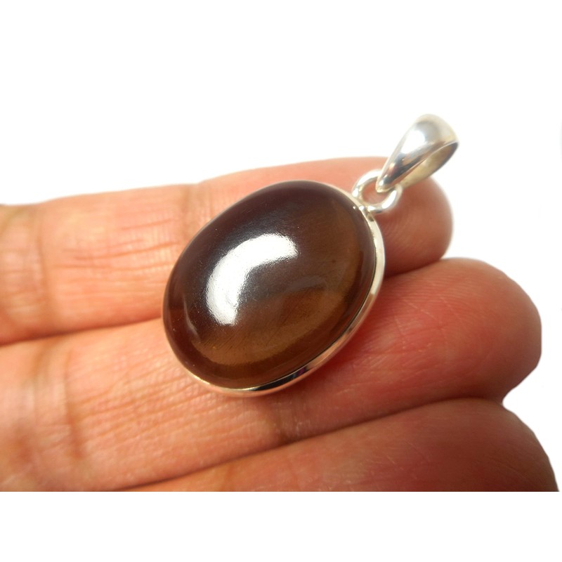 SQP2210141 Sterling Silver Smoky Quartz Pendant, Sterling Silver, Madeira Citrine