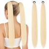 2 Pieces Blonde Ponytail Extension, 26 Inch Straight Braiding Hair,