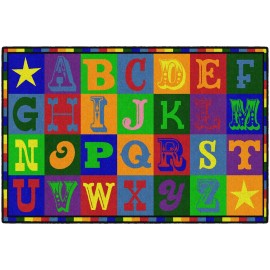 Flagship Carpets Early Blocks Colorful ABC Alphabet Children's Rug for Classr...