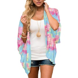 CASURESS Women's Cardigan-Sheer Kimono Loose Summer Floral Print Cover Ups (XX-Large, Type 36)