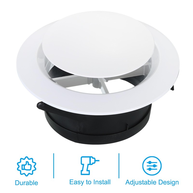 PATIKIL 5 Inch Round Air Vent, Adjustable Ceiling Diffuser Grill