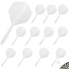 Pyroclasia Pack of 12 Darts Flights with Shafts Stable Darts Accessories Fusion Flights Dart Flyer with Shaft Integrated Fixed Flights Plastic Dart Shafts Shaft Flight System Combo (2BA) (White)