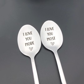 I Love You More I Love You Most Spoon Set Anniversary Spoon Gifts for Couple Boyfriend Girlfriend Husband Wife Christmas Birthday Gifts Wedding Valentines Gifts for Couple
