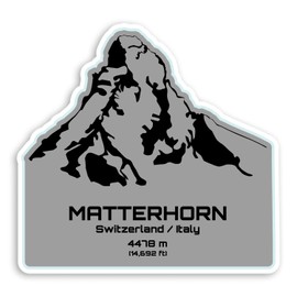 2 x 10cm Matterhorn Mountain Vinyl Stickers - Switzerland Skiing Sticker #30469 (10cm Wide)