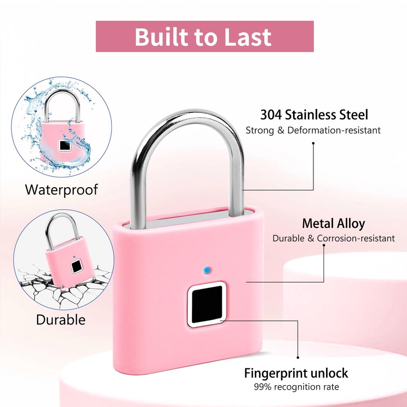UMIKSMART Fingerprint Padlock, Keyless Biometric Smart Lock, USB Rechargeable &