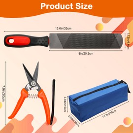 8 inch Farrier Tool Kit, Coldairsoap 3PCS Goat Hoof Trimmers with 1PCS Metal Shears, 1PCS Double-Side Long Handle Rasp, 1PCS Blue Storage Bag, Hoof Rasp File for Goat Sheep, Alpaca, Lamb, Pig